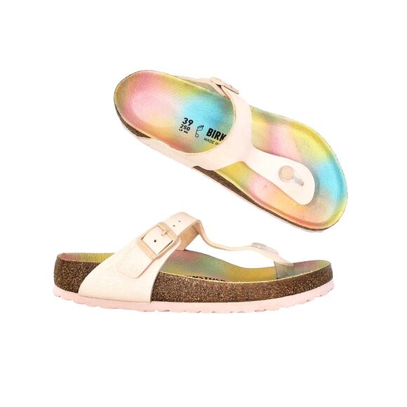 Birkenstock Gizeh Vegan Light Rose BirkiBuc Thong Sandals Size 39 US 8-8.5 - Picture 1 of 11